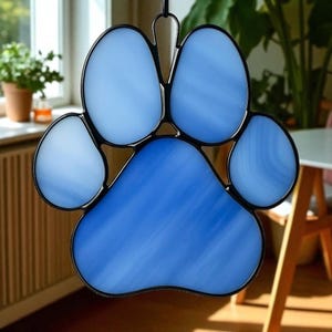 Paw Print Stained Glass Suncatcher – Pet Lover Gift, Rainbow Window Hanging, Handmade Animal Memorial Decor