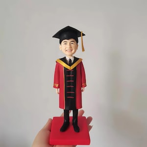 Custom graduate Bobbleheads,Handmade custom graduation bobblehead doll | Graduation Season Commemorative Ceremony Clay Bachelor&#39;s Uniform