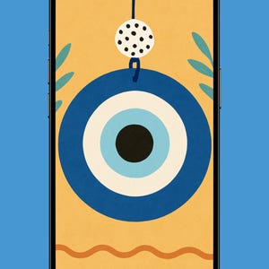 Blue Evil Eye Smartphone Wallpaper | Digital Download Protection Theme Phone Background