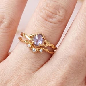 14K Gold Aquamarine Crystal Twist Band Ring Set