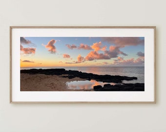 Anini Beach Sunset // Kauai, Hawaii // Pink Sunset Photo // Beach House Decor // Canvas or Photo Print // Bright Sunset Photo