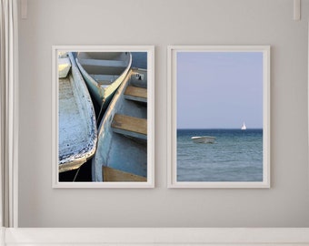 Set of Two Nautical Boat Prints // Beach Photography // Dinghy Skiff Print //Nautical Wall Art // Beach Cottage Decor // Cape Cod Art