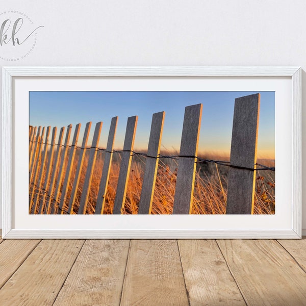 Golden Sunset over Duxbury Dunes // Duxbury Beach Panoramic Photograph // Nautical Landscape // Beach Wall Art //  Beach Cottage Decor