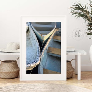 Blue Boat Photograph // Nautical Photography // Dinghy Photo // Row Boat Print // Beach Cottage Wall Art // Beach House Decor // Coastal Art