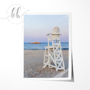 Minot Beach Sunset Photo // Scituate Print // Lifeguard Chair Photo // Coastal Decor // Beach Cottage Decor // New England Pastel Wall Art