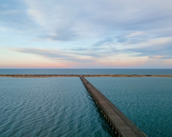 Duxbury Beach Aerial Panoramic // Powder Point Bridge Photo // Nautical Landscape // Beach House Decor