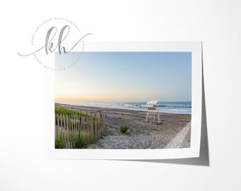 Rexhame Beach Sunset Photograph // Marshfield MA // Coastal Photography // Beach Cottage Decor // Lifeguard Chair Photo