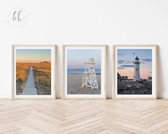 Scituate Coastal Photography Print Set: Lighthouse, Beach (The Spit)