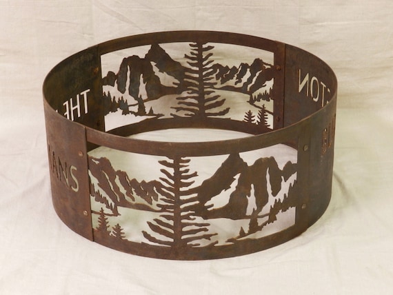 Fire Ring Fire Pit Personalized Portable Mountain Lake Etsy