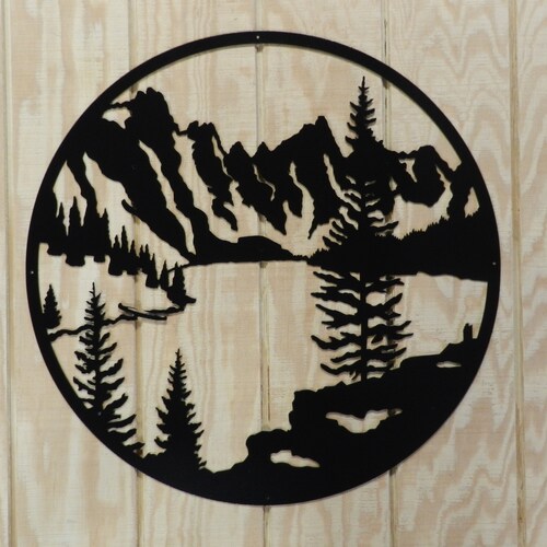 Mountain Lake Metal Wall Art Etsy