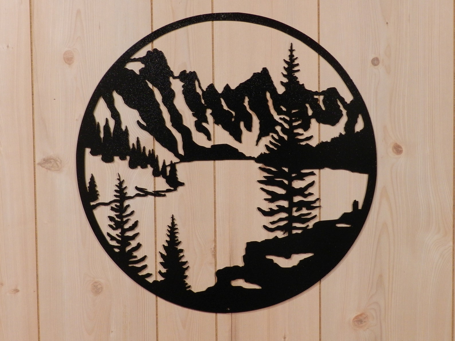 Mountain Lake Metal Wall Art Etsy