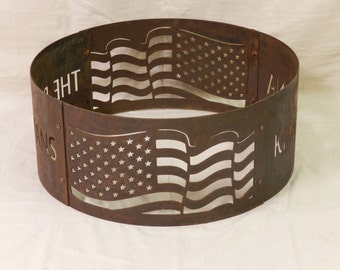 Fire Ring - Fire pit - Personalized - Portable - American Flag Design
