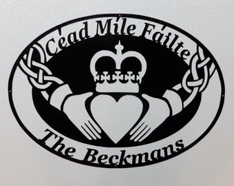 Personalized Claddagh Welcome Sign -  Cead Mile Failte