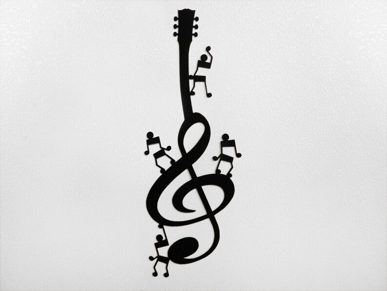 Treble clef guitar metal wall art  etsy