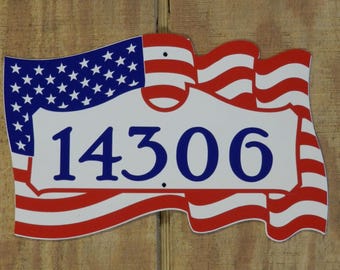 Patriotic House Number Sign