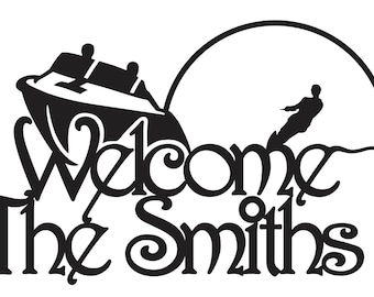 Personalized Welcome Sign  Boat and Waterskier