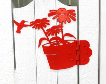 Hummingbird and Flowers Decorative Garden Gate Hinges