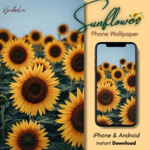 Sunflowe Field Phone Wallpaper | Aesthetic Floral Wallpaper for iPhone & Android | Bright Yellow Flower Digital Download