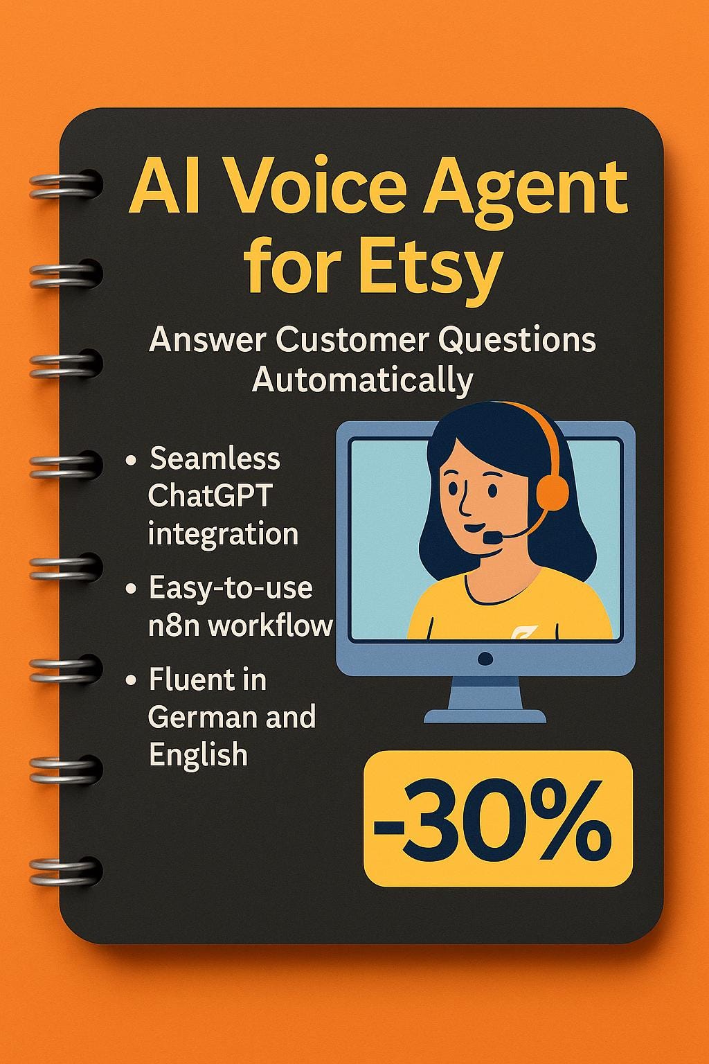 AI Voice Agent for Etsy Intelligent voice assistant for your shop Automatic customer support & shop management Includes instructions