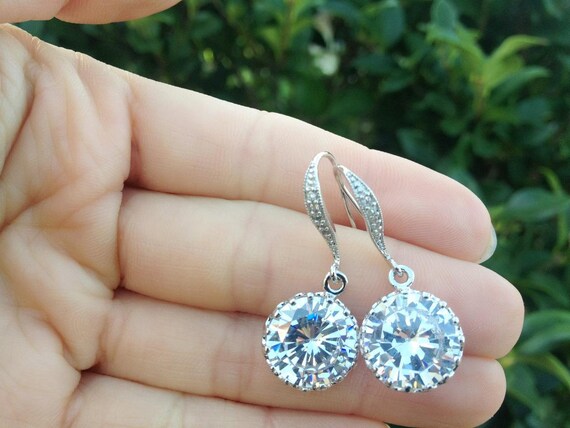 Crystal Earrings, Clear Earrings, Drop, Bridesmaid Earrings, Bridesmaid  Jewelry, Wedding Earrings, Bridal Jewelry, Cubic Zirconia, Delicate