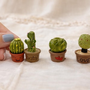 Miniature Succulent Plant Pots - 1:12 Scale Dollhouse Decor (Set of 4)