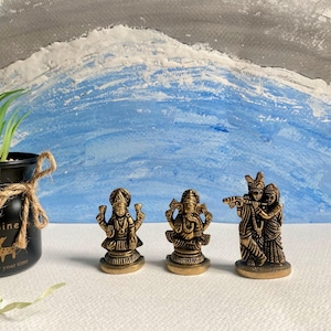 Miniatur Metall Hindu Gott Idole - Ganesha, Radha Krishna, Devi