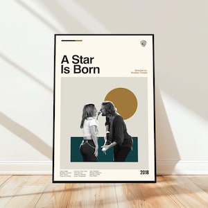 A Star Is Born Poster - Movie Poster - Midcentury Modern Art - Minimalist Art - Vintage Print - Retro Modern Poster - Gift for him