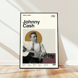 Johnny Cash Poster - Album Music Poster - Midcentury Modern Art - Minimalist Art - Vintage Print - Retro Modern Poster - Gift for him