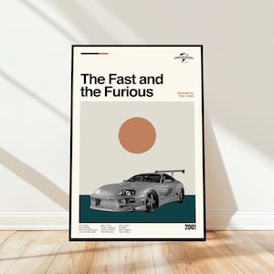 The Fast and the Furious Poster - Movie Poster - Midcentury Modern Art - Minimalist Art - Vintage Print - Retro Modern Poster - Gift for him