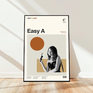 Easy A Poster - Movie Poster - Midcentury Modern Art - Minimalist Art - Vintage Print - Retro Modern Poster - Gift for him
