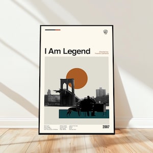 I Am Legend Poster - Movie Poster - Midcentury Modern Art - Minimalist Art - Vintage Print - Retro Modern Poster - Gift for him
