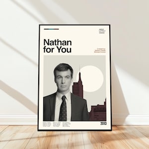 Nathan for You Poster - Movie Poster - Midcentury Modern Art - Minimalist Art - Vintage Print - Retro Modern Poster - Gift for him