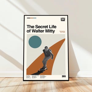The Secret Life of Walter Mitty Poster - Movie Poster - Midcentury Modern Art - Minimalist Art - Vintage Print - Retro Modern Poster