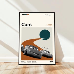 Cars Poster - Movie Poster - Midcentury Modern Art - Minimalist Art - Vintage Print - Retro Modern Poster - Gift for him