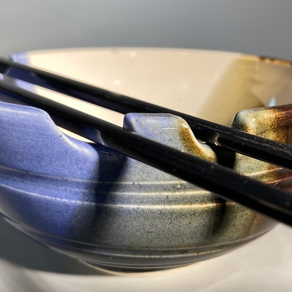 Blue, Black and White Rice, Noodle or Ramen Bowl