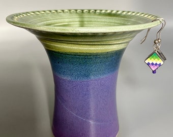 Varied Lime Green and Purple ceramic earring holder