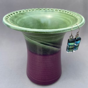 Olive-Lime and Amethyst Ceramic Earring Holder