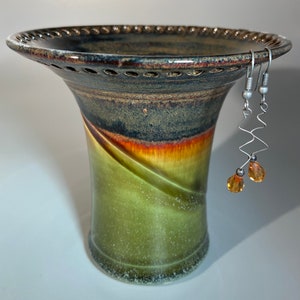 Brown and Lime Green  Ceramic Earring Holder