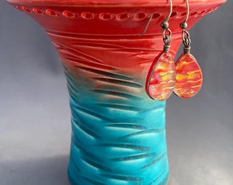 Coral and Turquoise Earring holder