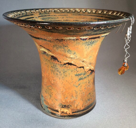 Barb Lund Pottery Earring Holder Waterfall Brown