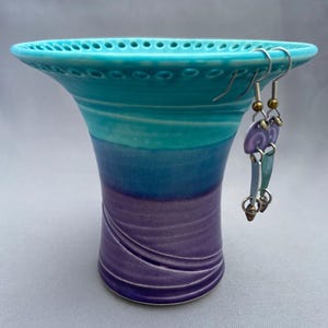 Turquoise Matte and Amethyst Earring Holder