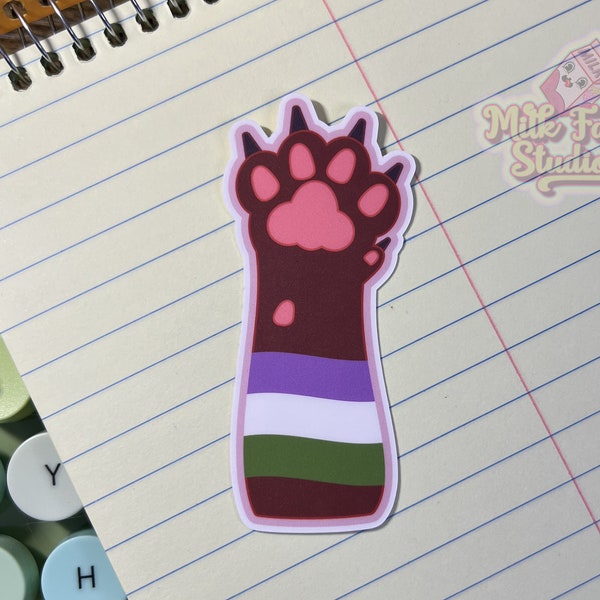 Genderqueer Pride Cat Paw Sticker, Genderqueer Flag, Genderqueer Sticker, Gay Pride, LGBTQIA+, Pride Sticker, Cat Paw, Water Bottle, Laptop,