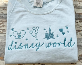 Disney Coquette Embroidered T-Shirt, Disney World Bow Sweatshirt, Princess Embroidered Tee, Cute Coquette Disney Outfit.