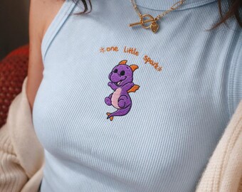 Embroidered Disney Figment One Little Spark Ribbed Tank Top, Cute Epcot Figment Tank Top, Magical Disney Park Gift For Women