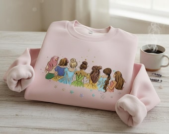 Princess Embroidered Shirt, Princess Dress Inspired Top, Magic Kingdom Park Outfit, Cozy Disney Style Gift