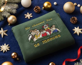 Sudadera bordada de Los Muppets: Cuento de Navidad. Camiseta navideña de Disney "No Cheeses For Us Meeces". Suéter navideño de Rizzo & Gonzo, regalo para ella.