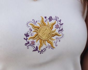 Camiseta sin mangas holgada con bordado de Rapunzel de Disney Enredados, camiseta sin mangas minimalista con estampado de Enredados, regalo mágico de princesa Disney para mujer, top de verano