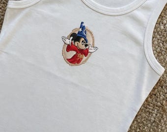 Camiseta sin mangas holgada bordada de Mickey Mouse hechicero de Fantasía de Disney, linda camiseta holgada de Mickey de Fantasía, atuendo mágico de los parques Disney, regalo para mujer
