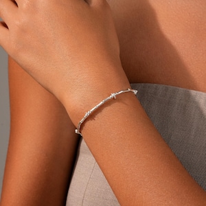 Minimalistisches 925 Sterling Silber verstellbares Kettenarmband - Handgemachter Modeschmuck für Damen