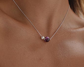 Adjustable Purple Lepidolite Crystal Pendant Necklace | Sterling Silver Cord Healing Jewelry | Birthstone, Meditation, Gift for Mom